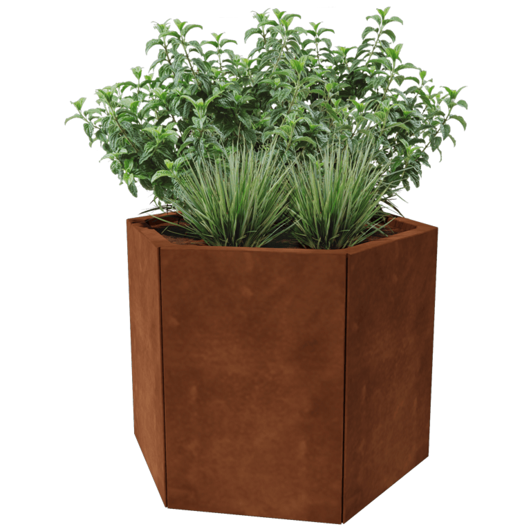 Ζαρντινιέρα από χάλυβα Corten - Εξάγωνο - 79,3 x 69,3 cm