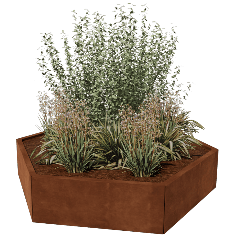 Ζαρντινιέρα από χάλυβα Corten - Εξάγωνο - 159,3 x 138,6 cm