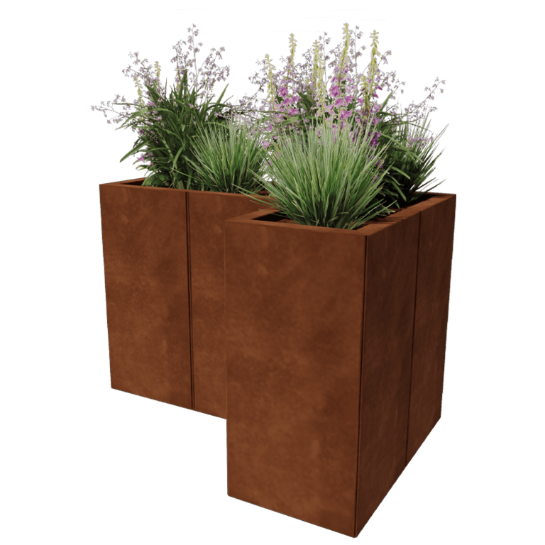 Ζαρντινιέρα από χάλυβα Corten - Σχήμα L - 90 x 60 cm