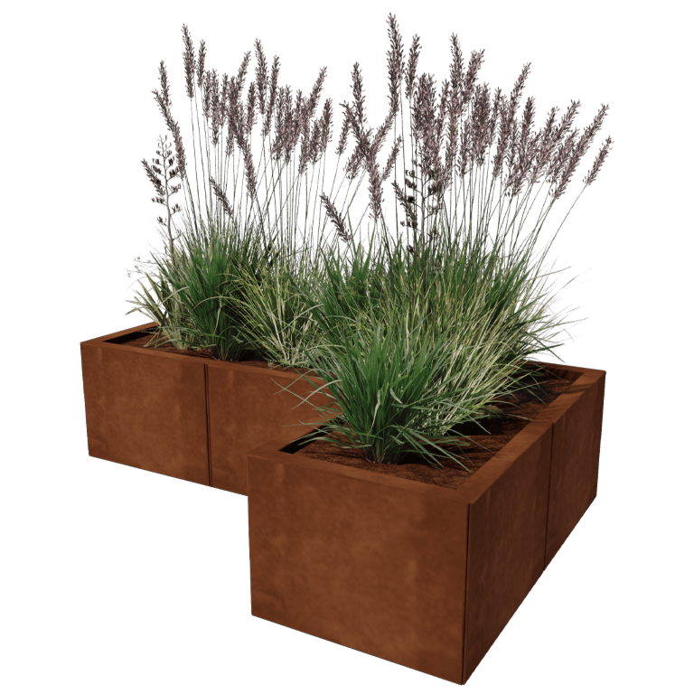 Ζαρντινιέρα από χάλυβα Corten - Σχήμα L - 120 x 80 cm
