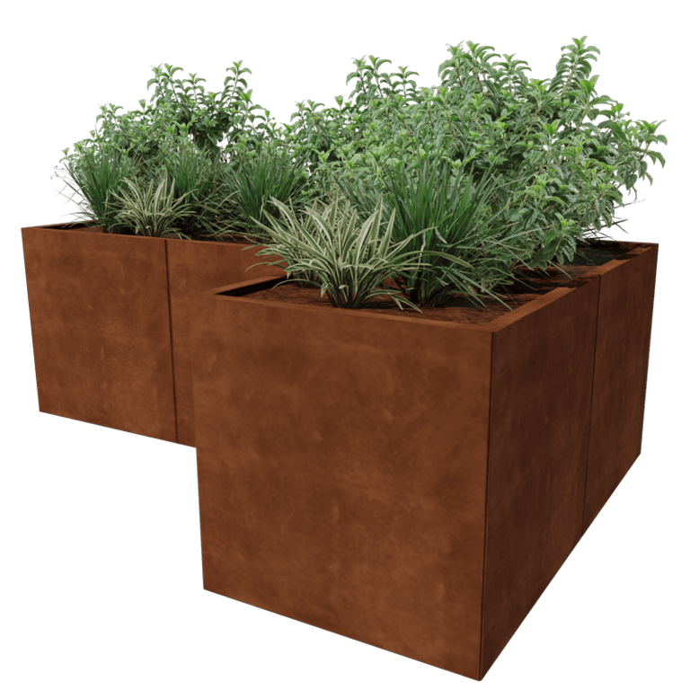 Ζαρντινιέρα από χάλυβα Corten - Σχήμα L - 210 x 140 cm