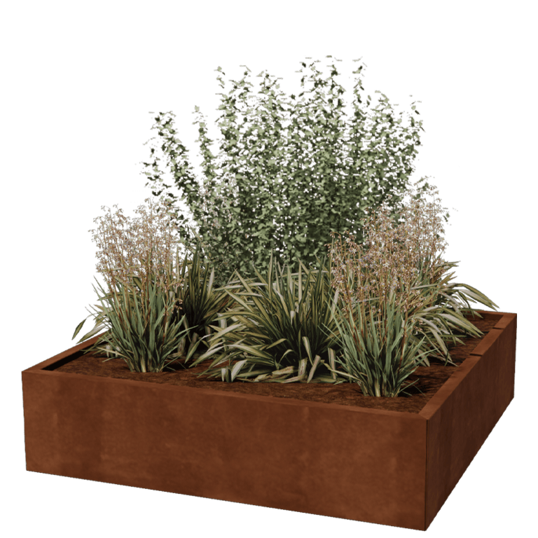 Ζαρντινιέρα από χάλυβα Corten - Τετράγωνο - 120 x 120 cm