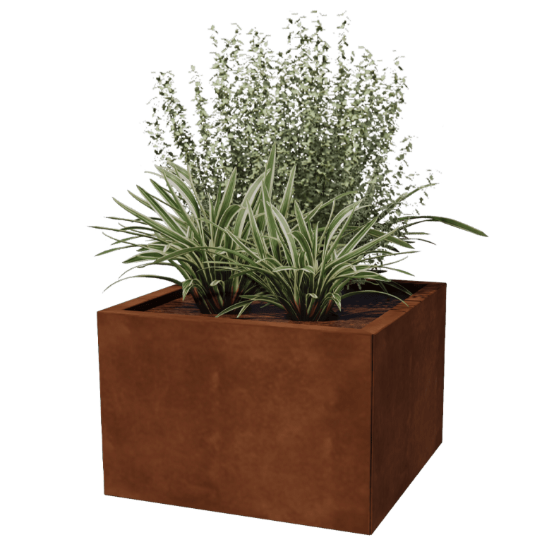 Ζαρντινιέρα από χάλυβα Corten - Τετράγωνο - 60 x 60 cm