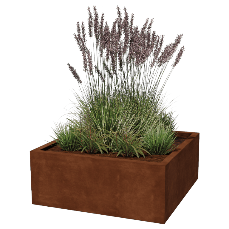 Ζαρντινιέρα από χάλυβα Corten - Τετράγωνο - 100 x 100 x 40 cm - Συγκολλημένο