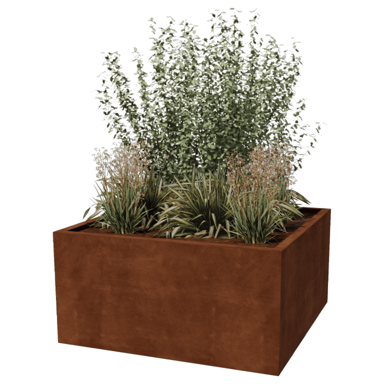 Ζαρντινιέρα από χάλυβα Corten - Τετράγωνο - 120 x 120 x 60 cm - Συγκολλημένο