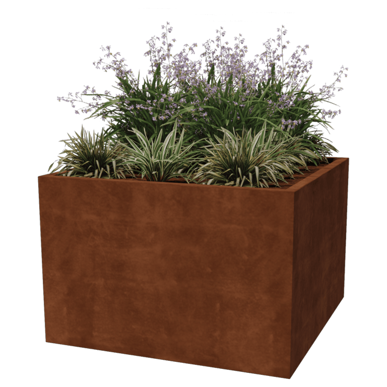 Ζαρντινιέρα από χάλυβα Corten - Τετράγωνο - 120 x 120 x 80 cm - Συγκολλημένο