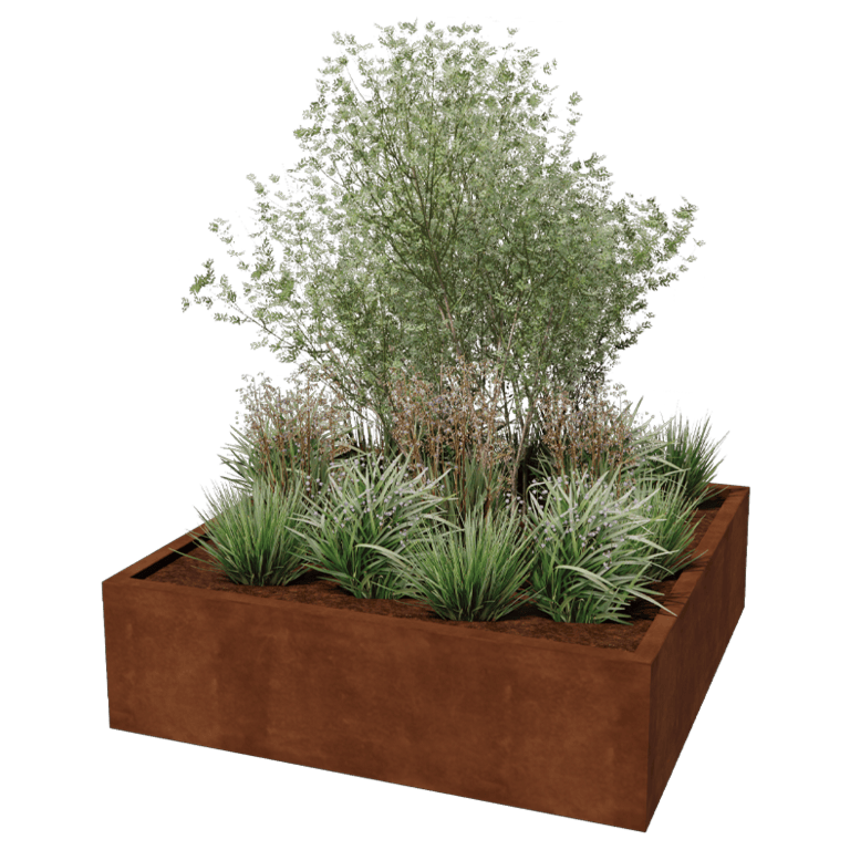 Ζαρντινιέρα από χάλυβα Corten - Τετράγωνο - 140 x 140 x 40 cm - Συγκολλημένο