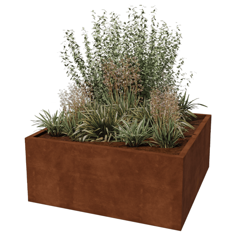 Ζαρντινιέρα από χάλυβα Corten - Τετράγωνο - 140 x 140 x 60 cm - Συγκολλημένο