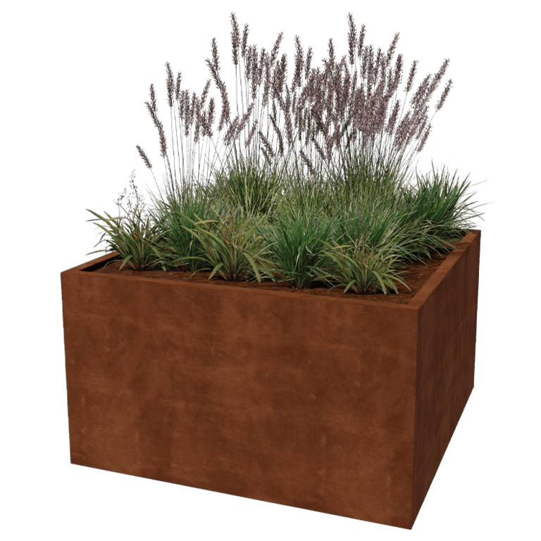 Ζαρντινιέρα από χάλυβα Corten - Τετράγωνο - 140 x 140 x 80 cm - Συγκολλημένο
