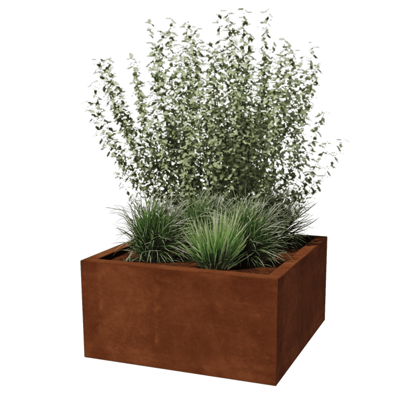 Ζαρντινιέρα από χάλυβα Corten - Τετράγωνο - 80 x 80 x 40 cm - Συγκολλημένο