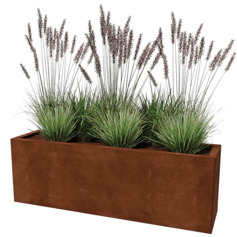 Ζαρντινιέρα από χάλυβα Corten - Ορθογώνιο - 30 x 120 cm