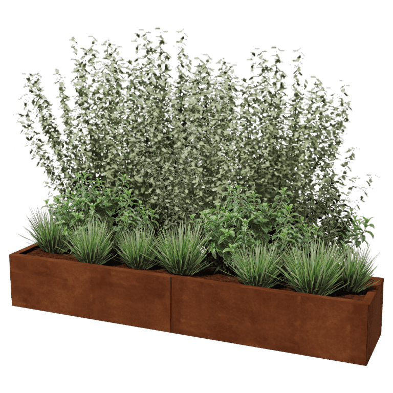 Ζαρντινιέρα από χάλυβα Corten XXL - Ορθογώνιο - 200 x 40 cm