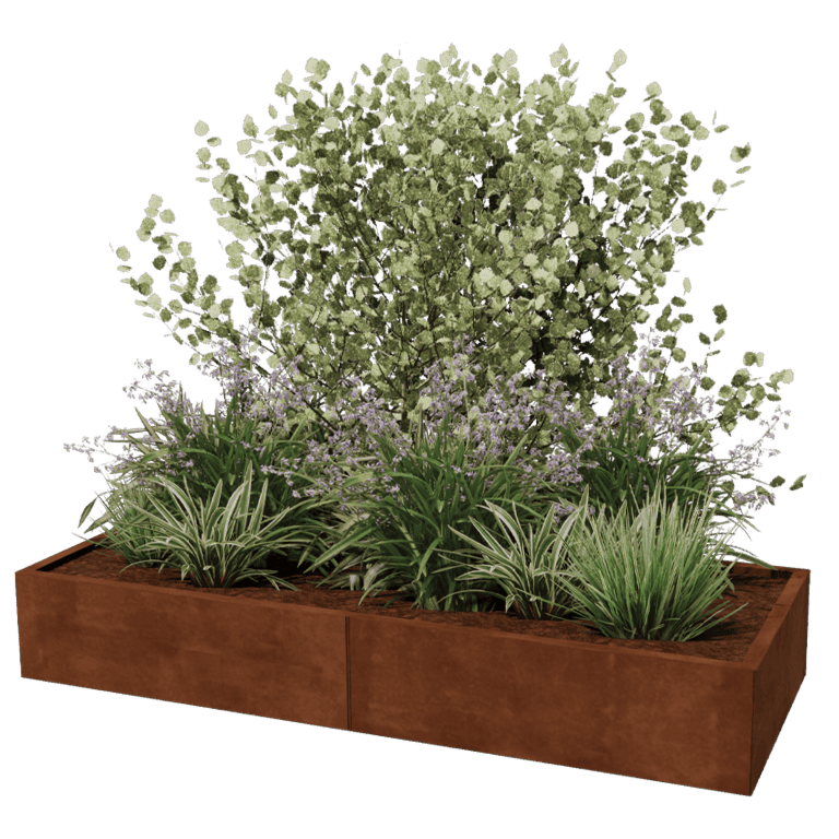 Ζαρντινιέρα από χάλυβα Corten XXL - Ορθογώνιο - 200 x 80 cm