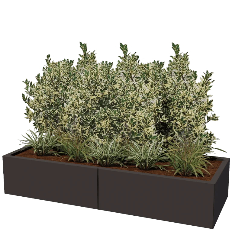 Ζαρντινιέρα XXL από χάλυβα - Ορθογώνιο - 160 x 60 x 30 cm - Άλλο χρώμα RAL - Με πλάκα βάσης