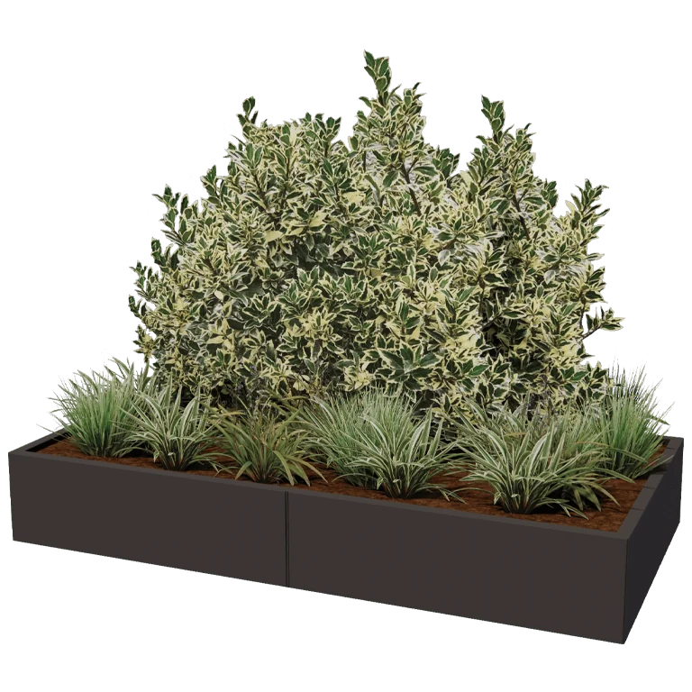 Ζαρντινιέρα XXL από χάλυβα - Ορθογώνιο - 200 x 100 x 40 cm - Άλλο χρώμα RAL - Με πλάκα βάσης