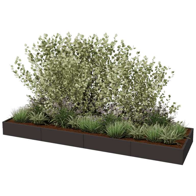 Ζαρντινιέρα XXL από χάλυβα - Ορθογώνιο - 400 x 120 x 80 cm - RAL9010 ματ (λευκό) - Με πλάκα βάσης
