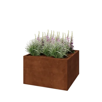 Ζαρντινιέρα από χάλυβα Corten - Τετράγωνο - 100 x 100 x 60 cm - Χωρίς πλάκα βάσης