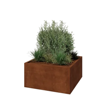 Ζαρντινιέρα από χάλυβα Corten - Τετράγωνο - 100 x 100 x 50 cm - Χωρίς πλάκα βάσης