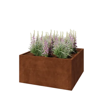 Ζαρντινιέρα από χάλυβα Corten - Τετράγωνο - 120 x 120 x 60 cm - Χωρίς πλάκα βάσης