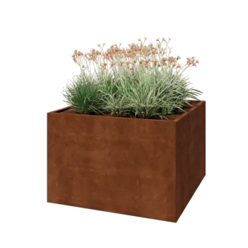 Ζαρντινιέρα από χάλυβα Corten - Τετράγωνο - 120 x 120 x 80 cm - Χωρίς πλάκα βάσης