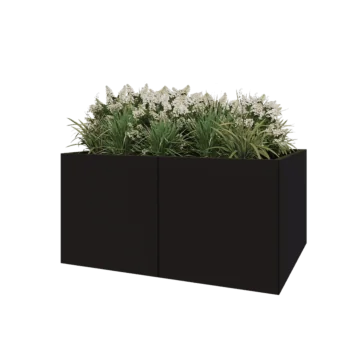 Ζαρντινιέρα XXL από χάλυβα - Ορθογώνιο - 160 x 120 x 80 cm - RAL9005 ματ (μαύρο) - Με πλάκα βάσης