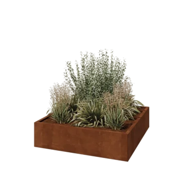 Ζαρντινιέρα από χάλυβα Corten - Τετράγωνο - 120 x 120 x 30 cm - Χωρίς πλάκα βάσης