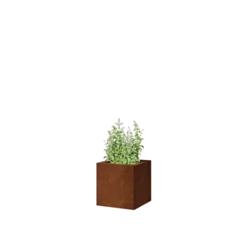Ζαρντινιέρα από χάλυβα Corten - Τετράγωνο - 30 x 30 x 30 cm - Με πλάκα βάσης