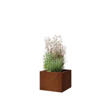 Ζαρντινιέρα από χάλυβα Corten - Τετράγωνο - 40 x 40 x 30 cm - Χωρίς πλάκα βάσης