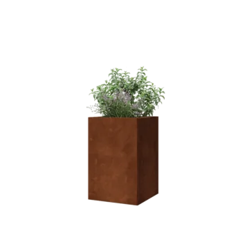 Ζαρντινιέρα από χάλυβα Corten - Τετράγωνο - 40 x 40 x 60 cm - Με πλάκα βάσης
