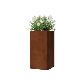 Ζαρντινιέρα από χάλυβα Corten - Τετράγωνο - 40 x 40 x 80 cm - Χωρίς πλάκα βάσης