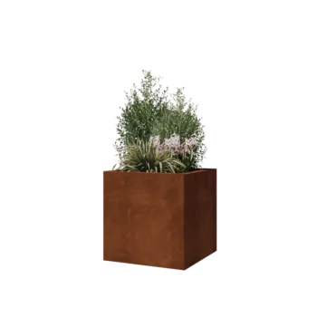 Ζαρντινιέρα από χάλυβα Corten - Τετράγωνο - 50 x 50 x 50 cm - Χωρίς πλάκα βάσης