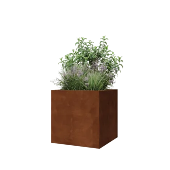 Ζαρντινιέρα από χάλυβα Corten - Τετράγωνο - 60 x 60 x 60 cm - Χωρίς πλάκα βάσης