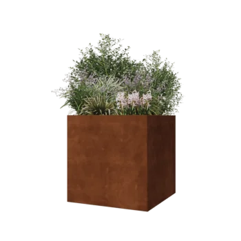 Ζαρντινιέρα από χάλυβα Corten - Τετράγωνο - 70 x 70 x 70 cm - Χωρίς πλάκα βάσης