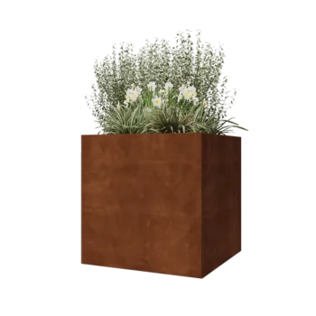 Ζαρντινιέρα από χάλυβα Corten - Τετράγωνο - 80 x 80 x 80 cm - Χωρίς πλάκα βάσης