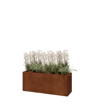 Ζαρντινιέρα από χάλυβα Corten - Ορθογώνιο - 100 x 30 x 40 cm - Με πλάκα βάσης