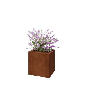 Ζαρντινιέρα από χάλυβα Corten - Ορθογώνιο - 40 x 30 x 40 cm - Με πλάκα βάσης