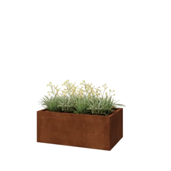 Ζαρντινιέρα από χάλυβα Corten - Ορθογώνιο - 100 x 60 x 40 cm - Με πλάκα βάσης