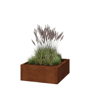 Ζαρντινιέρα από χάλυβα Corten - Τετράγωνο - 100 x 100 x 40 cm - Συγκολλημένο - Χωρίς πλάκα βάσης