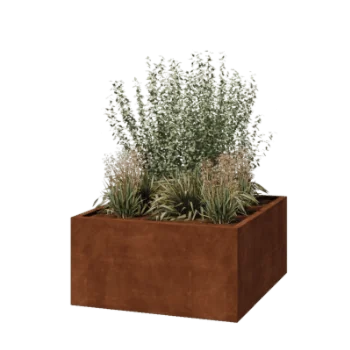Ζαρντινιέρα από χάλυβα Corten - Τετράγωνο - 120 x 120 x 60 cm - Συγκολλημένο - Χωρίς πλάκα βάσης