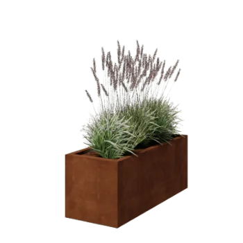 Ζαρντινιέρα από χάλυβα Corten - Ορθογώνιο - 120 x 50 x 50 cm - Συγκολλημένο - Με πλάκα βάσης
