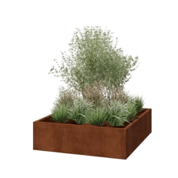 Ζαρντινιέρα από χάλυβα Corten - Τετράγωνο - 140 x 140 x 40 cm - Συγκολλημένο - Χωρίς πλάκα βάσης