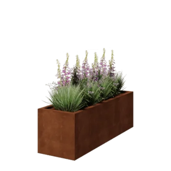 Ζαρντινιέρα από χάλυβα Corten - Ορθογώνιο - 150 x 50 x 50 cm - Συγκολλημένο - Με πλάκα βάσης