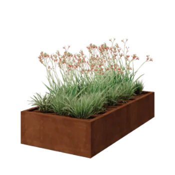 Ζαρντινιέρα από χάλυβα Corten - Ορθογώνιο - 200 x 100 x 40 cm - Συγκολλημένο - Χωρίς πλάκα βάσης