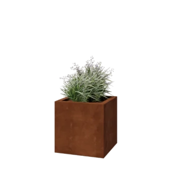 Ζαρντινιέρα από χάλυβα Corten - Τετράγωνο - 50 x 50 x 50 cm - Συγκολλημένο - Με πλάκα βάσης