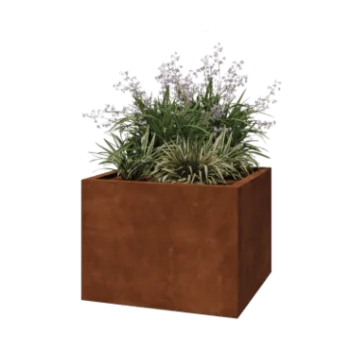 Ζαρντινιέρα από χάλυβα Corten - Τετράγωνο - 80 x 80 x 60 cm - Συγκολλημένο - Χωρίς πλάκα βάσης