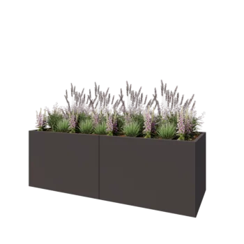 Ζαρντινιέρα XXL από χάλυβα - Ορθογώνιο - 240 x 80 x 80 cm - RAL7016 ματ (ανθρακί γκρι) - Με πλάκα βάσης