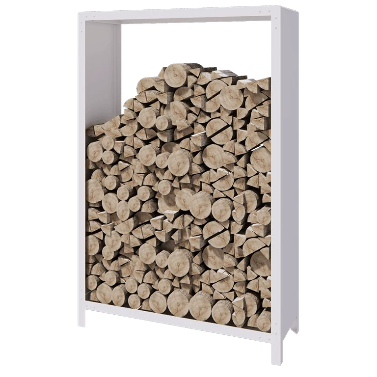 Αποθήκευση ξύλου από χάλυβα - Indiana - 120 x 40 x 180 cm - RAL9010 ματ (λευκό)