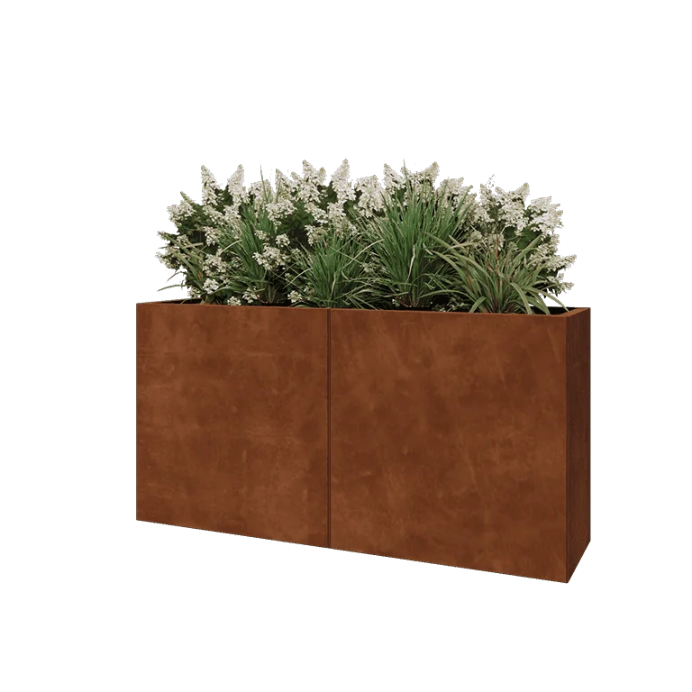 Ζαρντινιέρα XXL από χάλυβα Corten - Ορθογώνιο - 160 x 40 x 80 cm - Χωρίς πλάκα βάσης