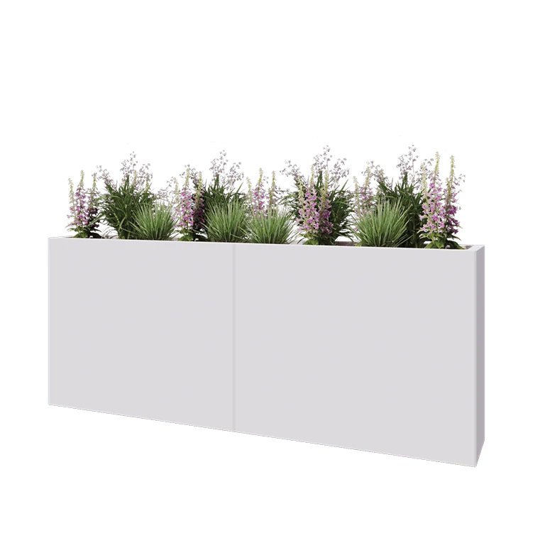 Ζαρντινιέρα XXL από χάλυβα - Ορθογώνιο - 200 x 30 x 80 cm - RAL9010 ματ (λευκό) - Χωρίς πλάκα βάσης