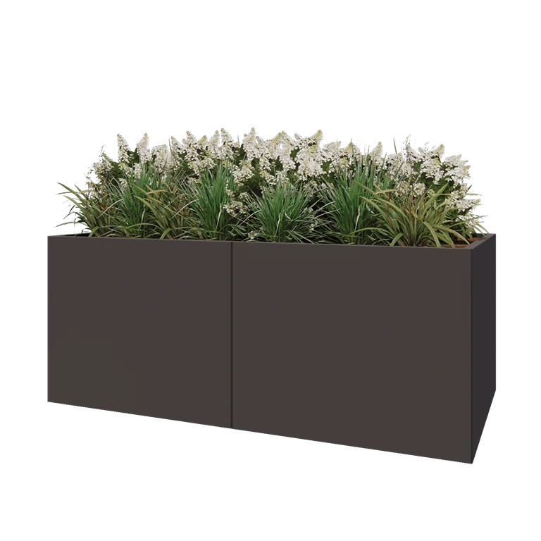 Ζαρντινιέρα XXL από χάλυβα - Ορθογώνιο - 200 x 100 x 80 cm - RAL7016 ματ (ανθρακί γκρι) - Χωρίς πλάκα βάσης